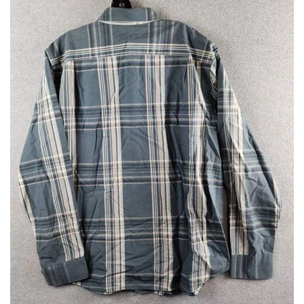 Vince Lorimer Plaid Long Sleeve Shirt Men's XL Harbor Blue Combo Button Closure